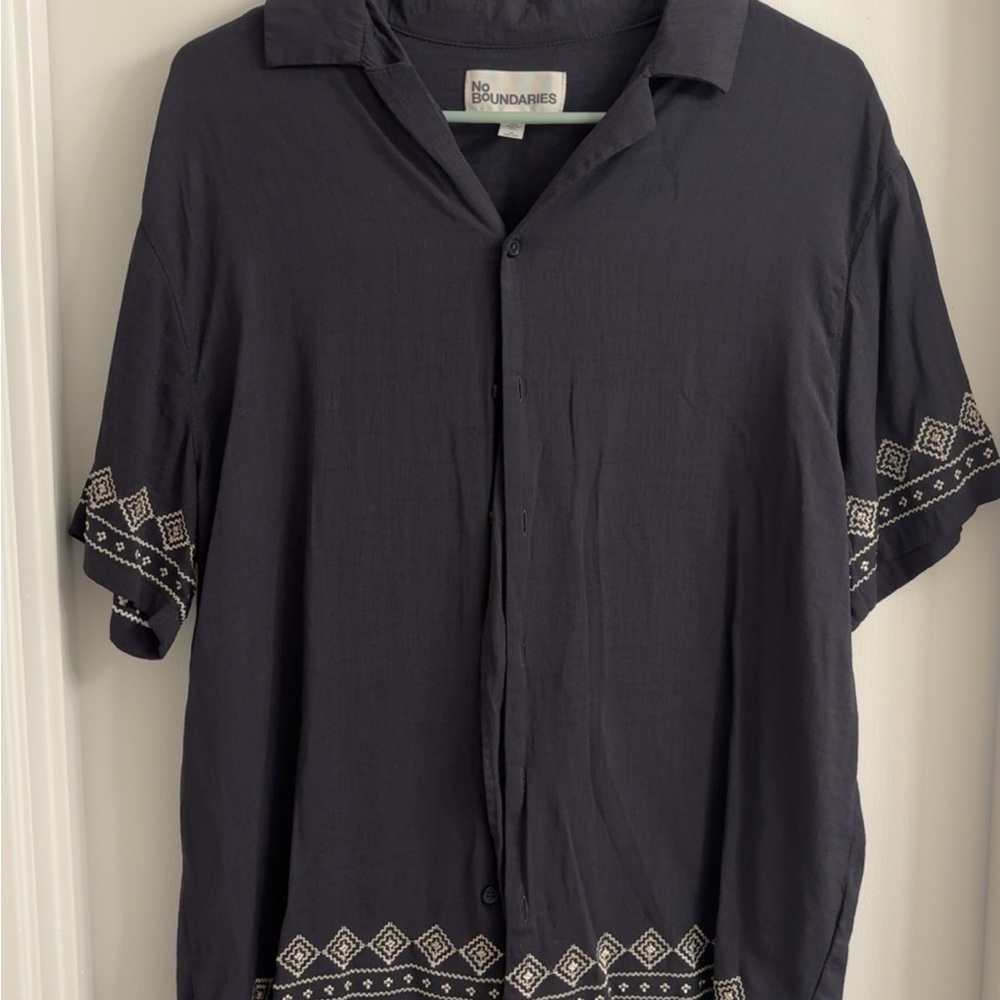No Boundaries Charcoal Geometric Men's Shirt